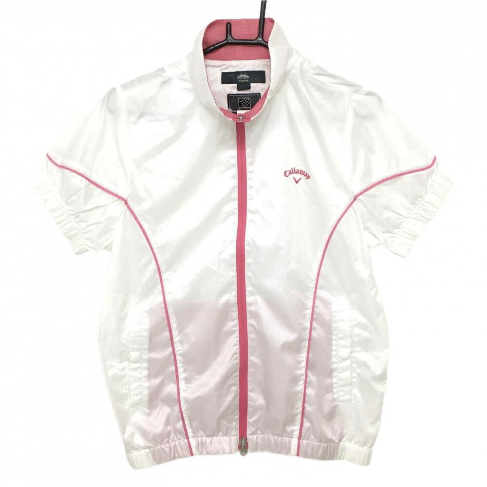 キャロウェイ半袖ブルゾン白×ピンク...