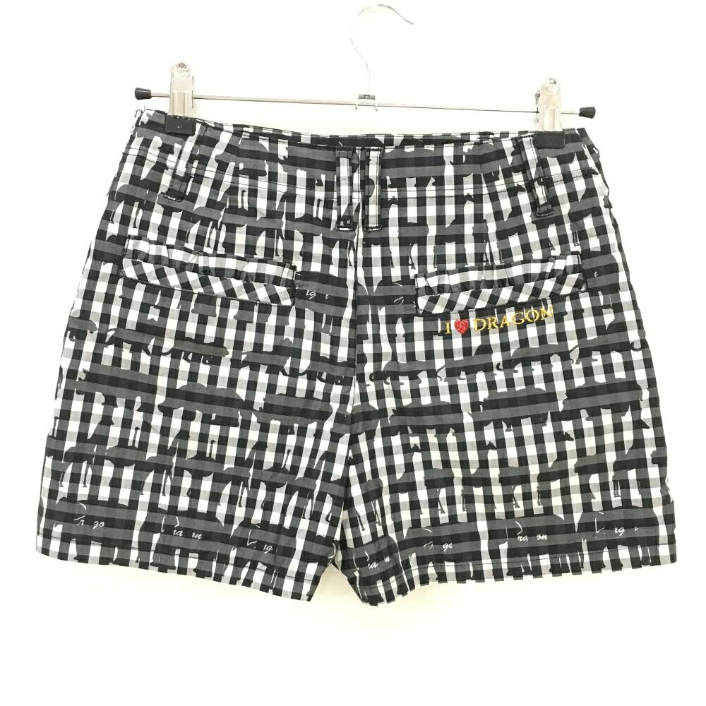 レオナード 楽天市場店の【超美品】ダンスウィズドラゴン キュロットスカート 黒×白 チェック アニマル柄 レディース 1(S) ゴルフウェア Dance With Dragon｜アングル2