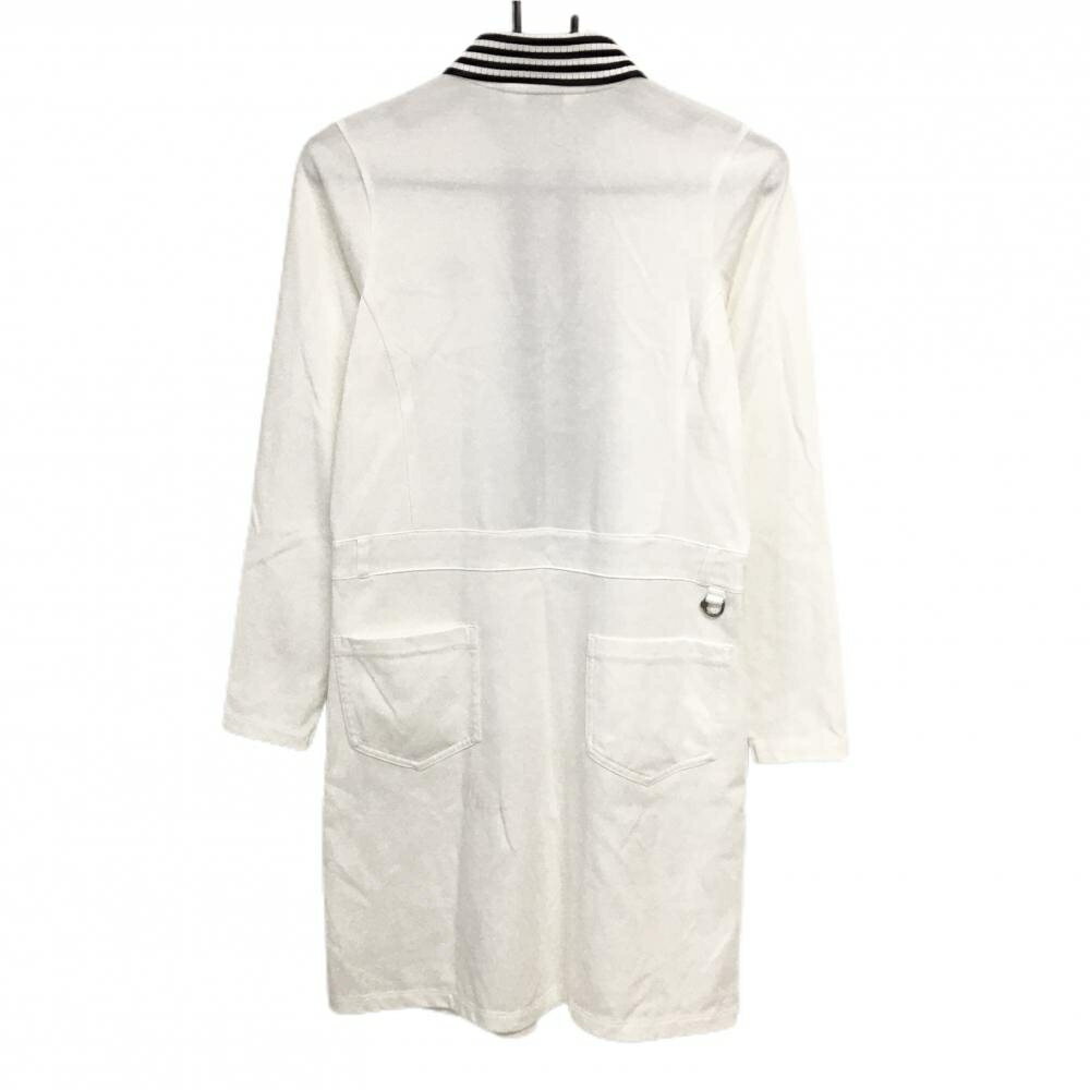 マンシングウェア ポロワンピース 白×ダークネイビー ハーフジップ ストレッチ レディース M ゴルフウェア Munsingwear