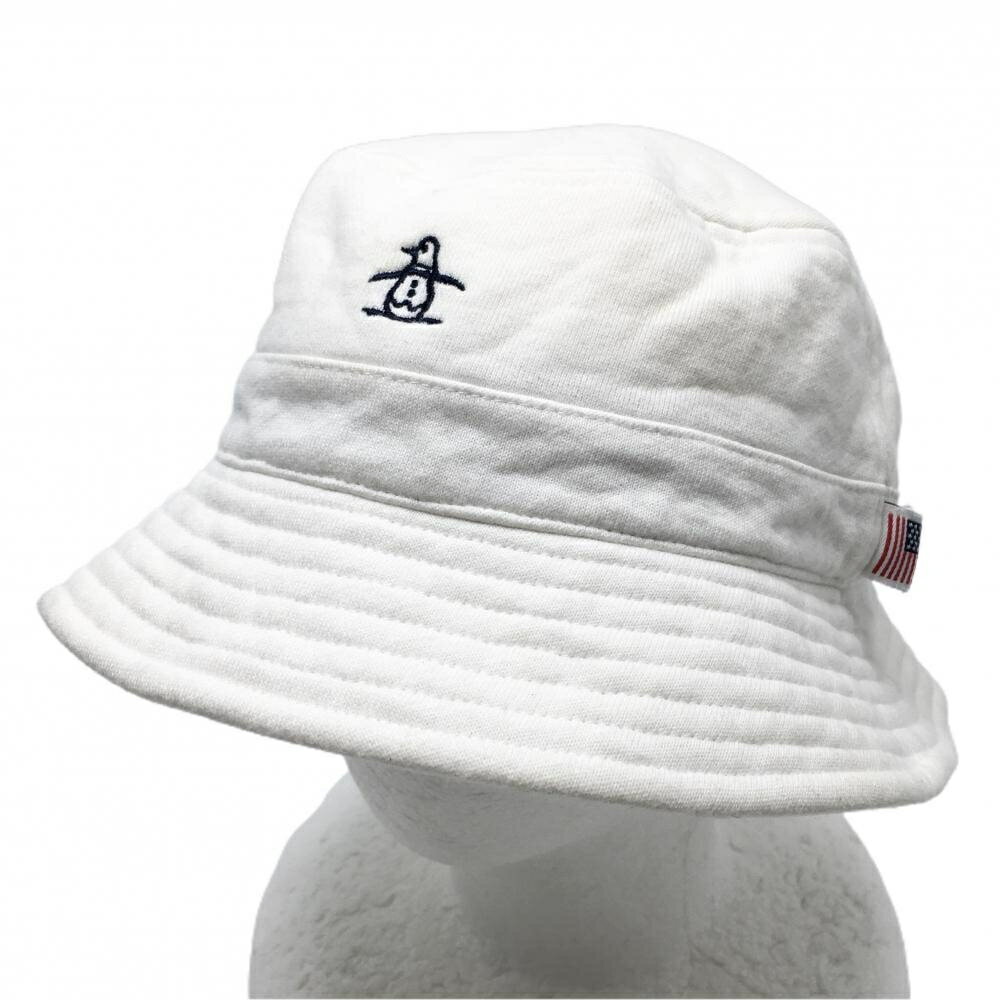 【美品】マンシングウェア バケットハット 白 ペンギン刺しゅう レディース M(54-56cm) ゴルフウェア Munsingwear