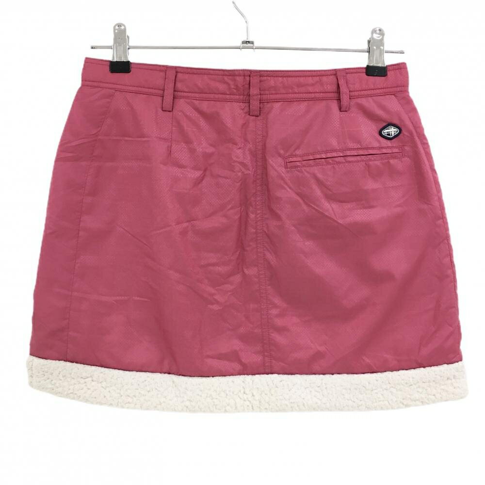 フィドラ 中綿スカート ピンク×白 チェック柄地模様 裾ボア バックロゴワッペン レディース S/P ゴルフウェア FIDRA
