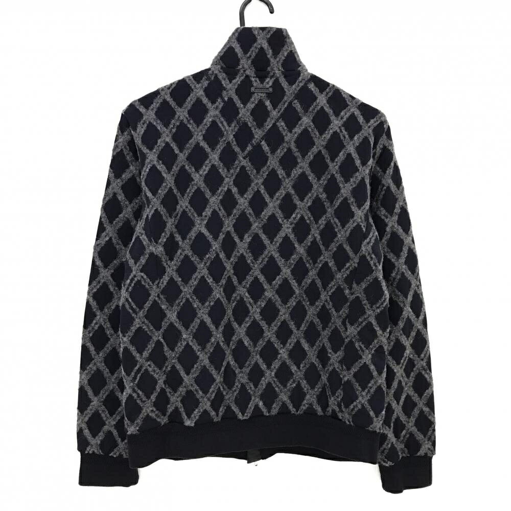 【美品】セントアンドリュース ジャケット ダークネイビー×グレー 斜め格子柄 ウール混 メンズ M ゴルフウェア St ANDREWS