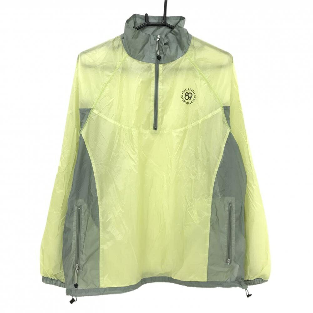 【美品】パーリーゲイツ ナイロンブルゾン イエロー系×グレー ハーフジップ 薄手 メンズ 4(M) ゴルフウェア PEARLY GATES