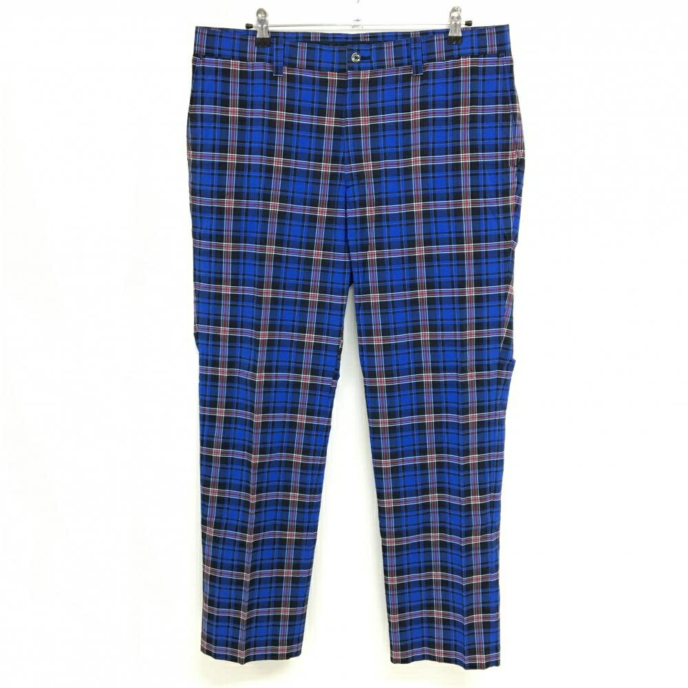 【超美品】マンシングウェア パンツ ブルー×黒×レッド チェック サッカー生地 メンズ 96 ゴルフウェア 2024年モデル Munsingwear