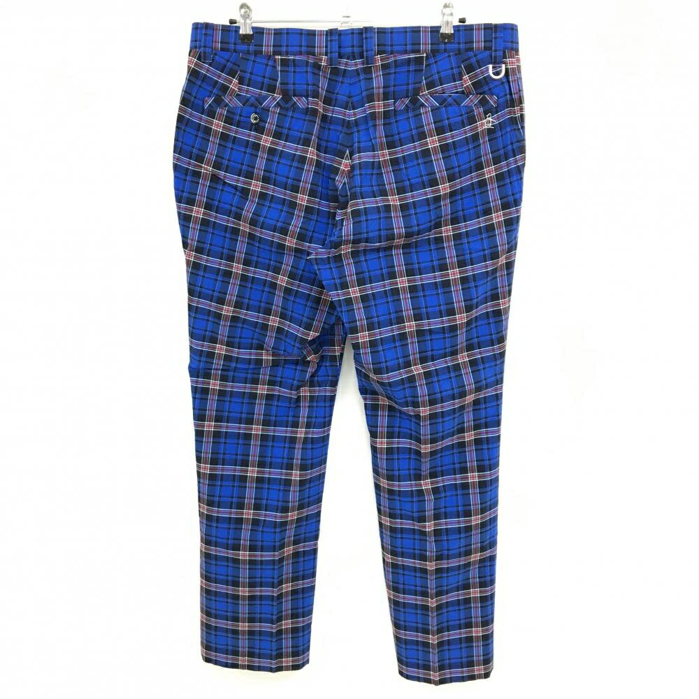 【超美品】マンシングウェア パンツ ブルー×黒×レッド チェック サッカー生地 メンズ 96 ゴルフウェア 2024年モデル Munsingwear