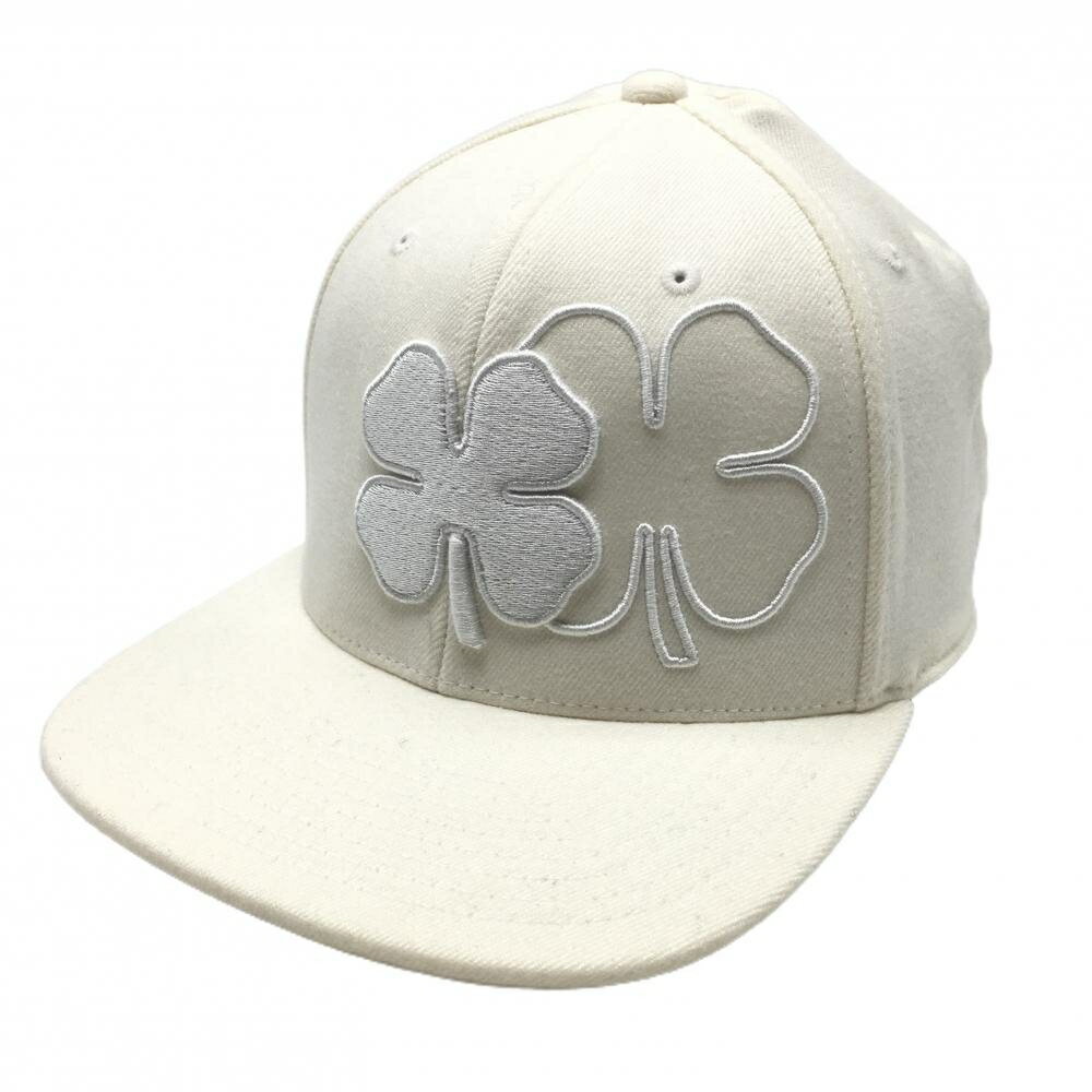 【美品】ブラッククローバー フラットキャップ 白 立体ロゴ刺しゅう ウール混 ゴルフウェア BlackClover