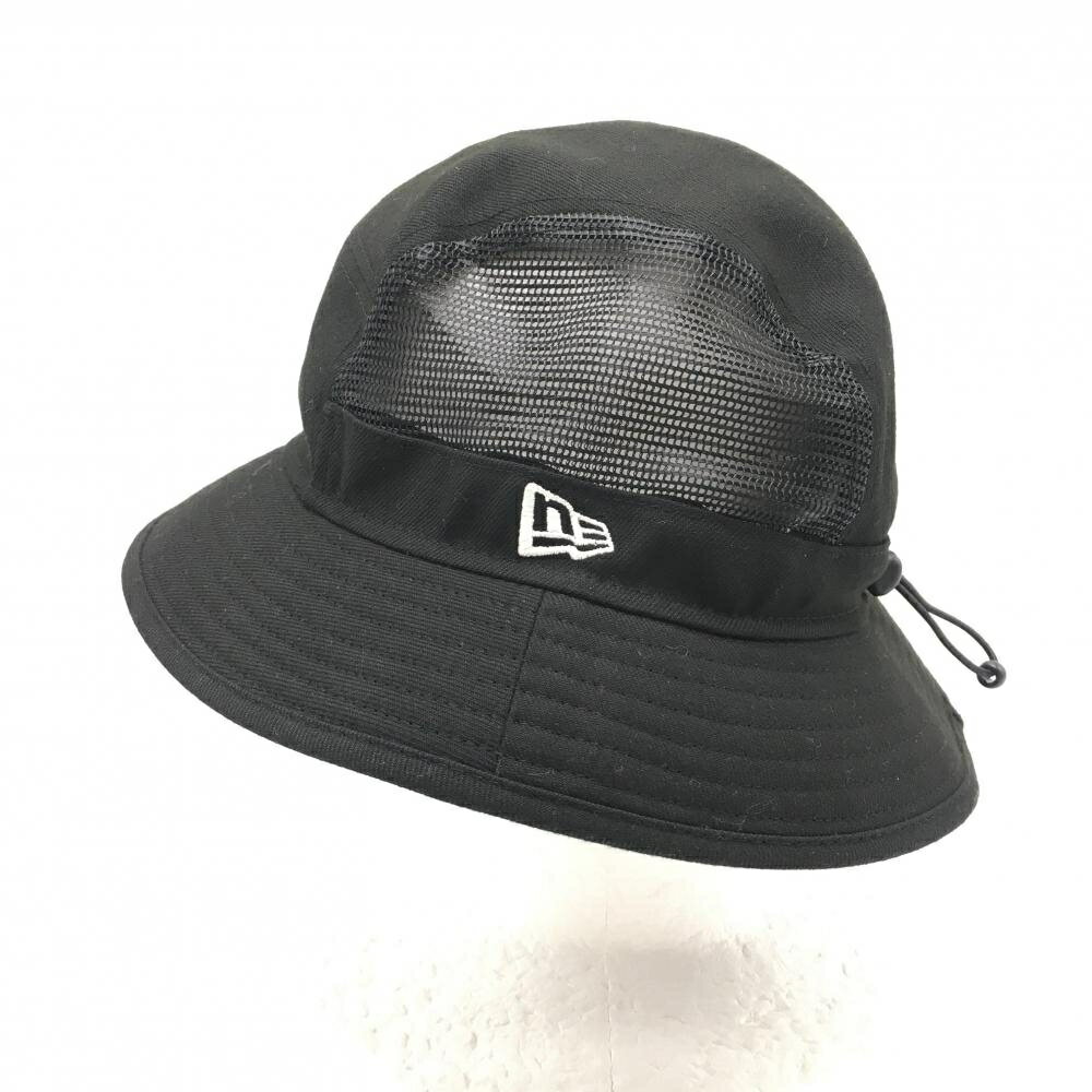 【超美品】ニューエラ ハット 黒 ロゴ白 一部メッシュ MEDIUM/LARGE ゴルフウェア New Era