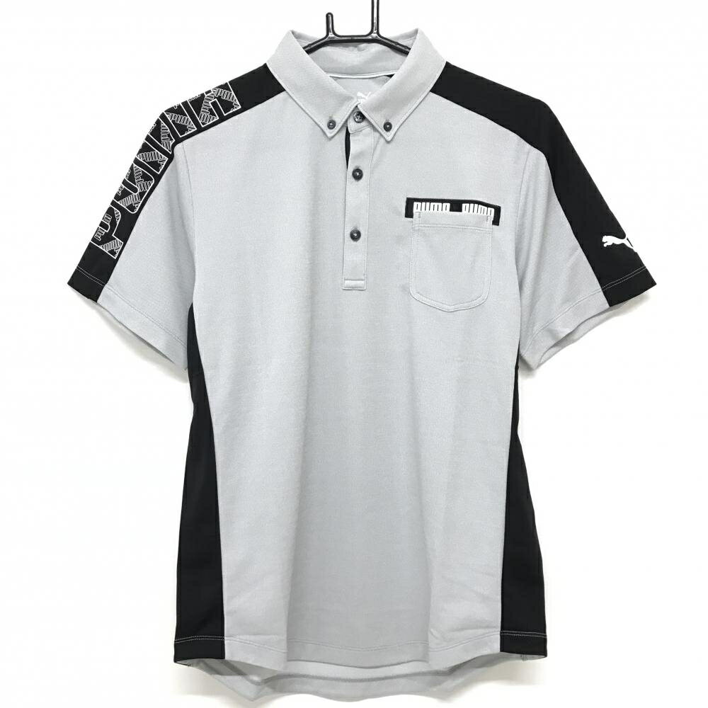 【未使用品】プーマ 半袖ポロシャツ グレー×黒 胸ポケット ボタンダウン DRYCELL　 メンズ M ゴルフウェア PUMA(4.0)