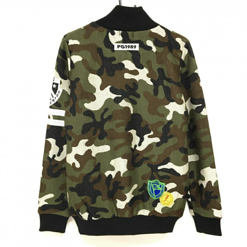 【新品】パーリーゲイツ ニットジャケット カーキ×黒 カーキ×黒 カモフラ 迷彩 裏地付 DiAPLEX メンズ 5(L) ゴルフウェア PEARLY GATES