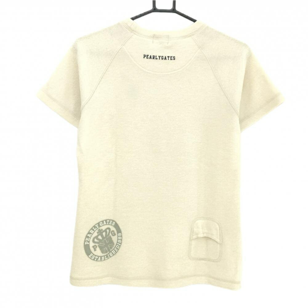 【美品】パーリーゲイツ 半袖フリーストレーナー アイボリー 裾ドローコード ロゴ刺しゅう レディース 0(S) ゴルフウェア PEARLY GATES