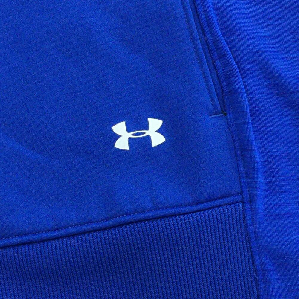 【美品】アンダーアーマー ジップパーカー ブルー 裏起毛 COLDGEAR 品質タグ印字有 レディース LG ゴルフウェア UNDER ARMOUR