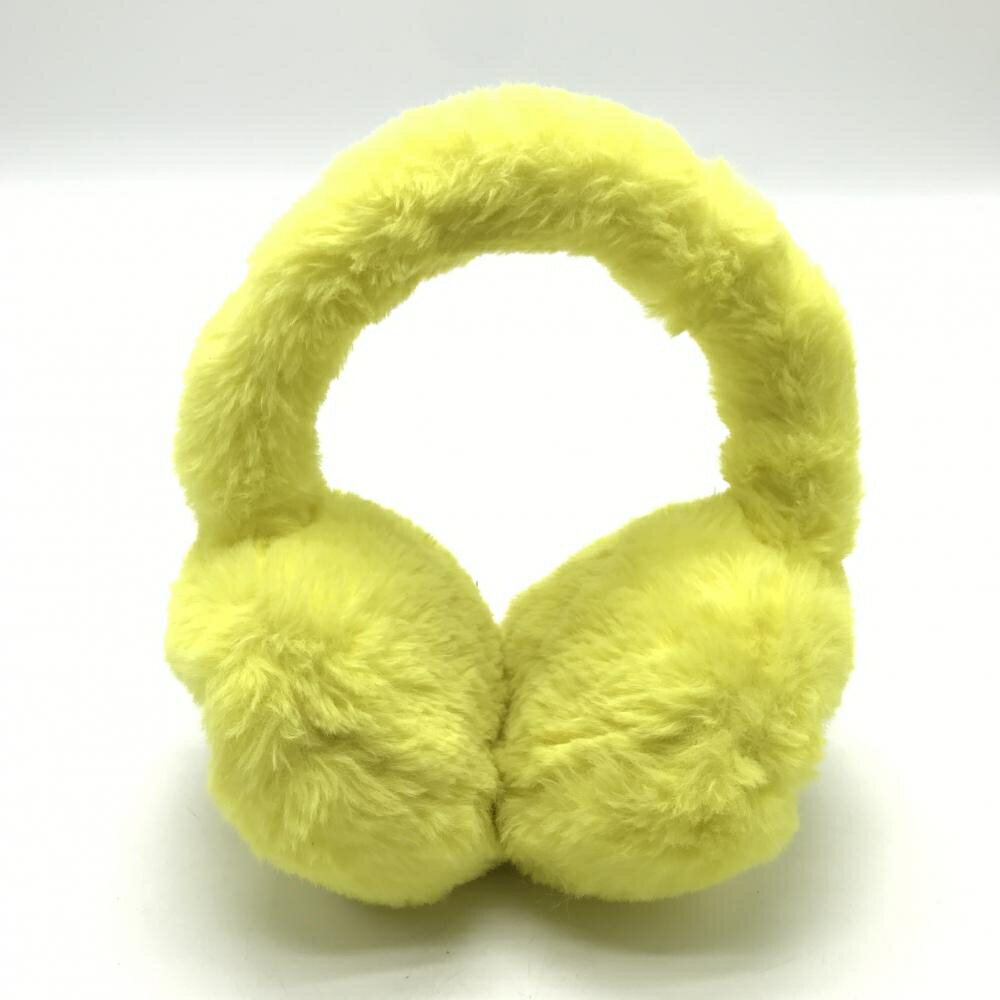 【超美品】パーリーゲイツ イヤーマフ イエロー ボア ロゴ黒 ゴルフ PEARLY GATES