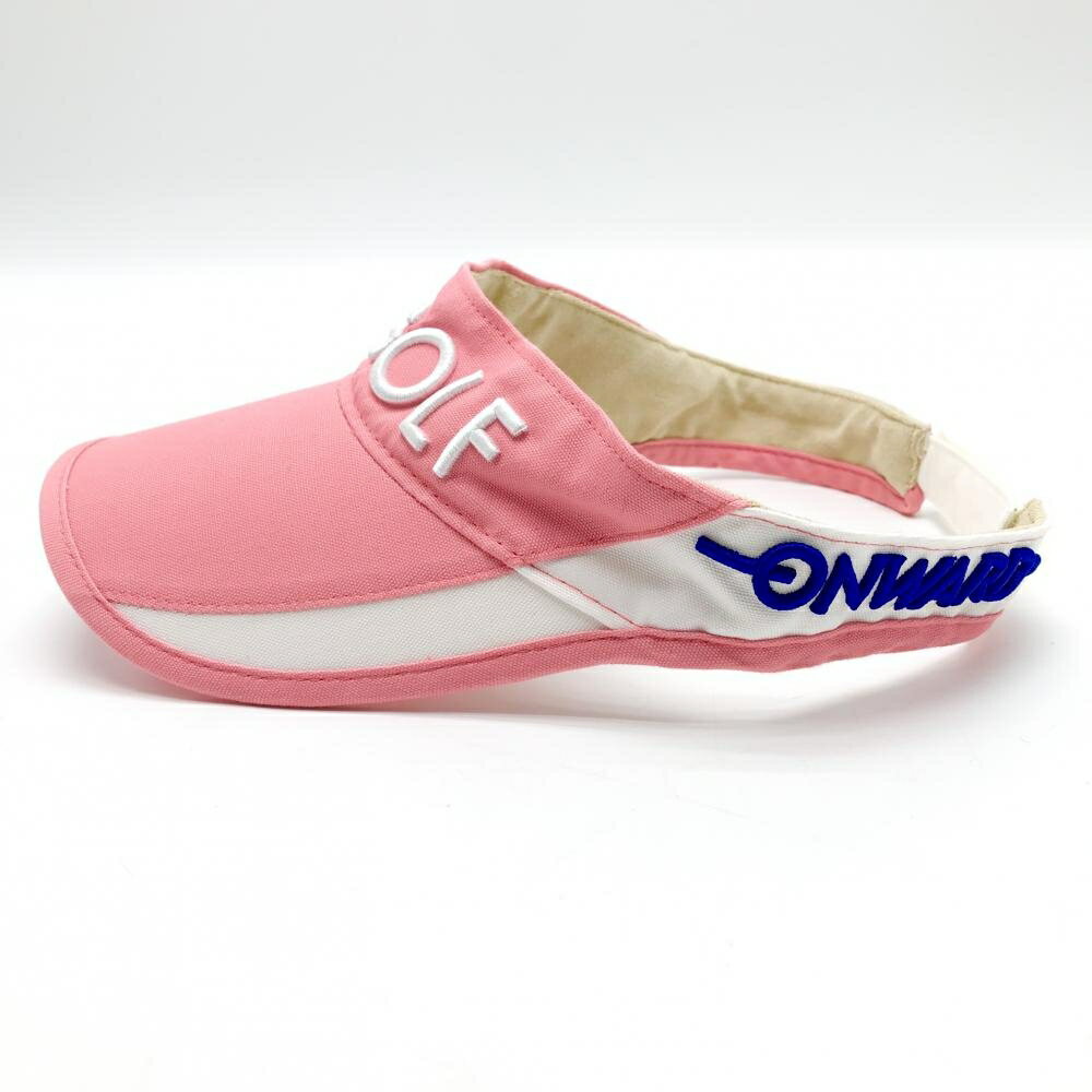 23区ゴルフ サンバイザー ライトピンク×白 立体ロゴ刺しゅう レディース F ゴルフウェア 23区