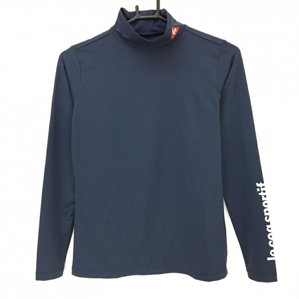 【美品】ルコックゴルフ ハイネックインナーシャツ ネイビー ネック・袖ロゴ レディース S ゴルフウェア le coq sportif