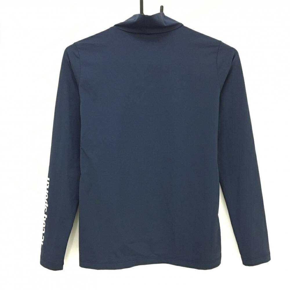【美品】ルコックゴルフ ハイネックインナーシャツ ネイビー ネック・袖ロゴ レディース S ゴルフウェア le coq sportif