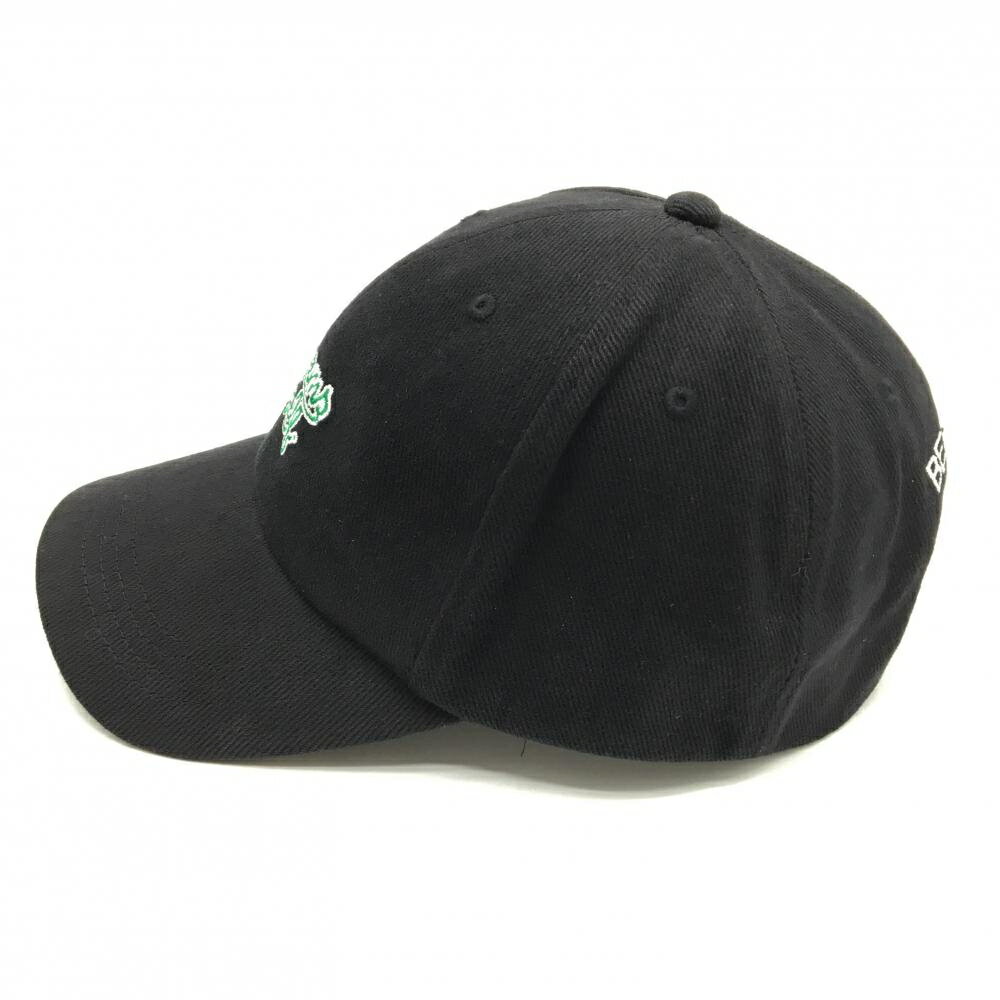 ビームスゴルフ コーデュロイキャップ 黒×グリーン ロゴ刺しゅう ゴルフウェア BEAMS GOLF