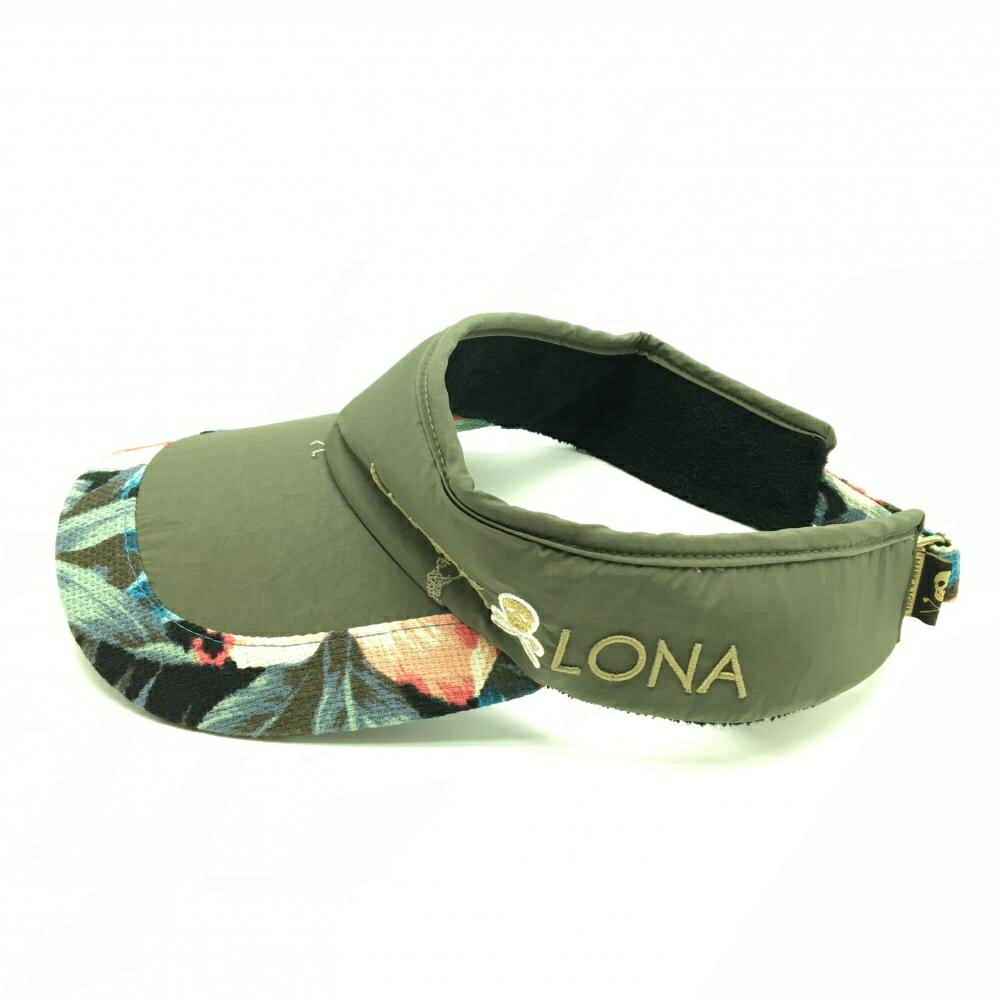 【美品】マークアンドロナ サンバイザー カーキ ロゴ刺しゅう スカル S ゴルフウェア MARK＆LONA