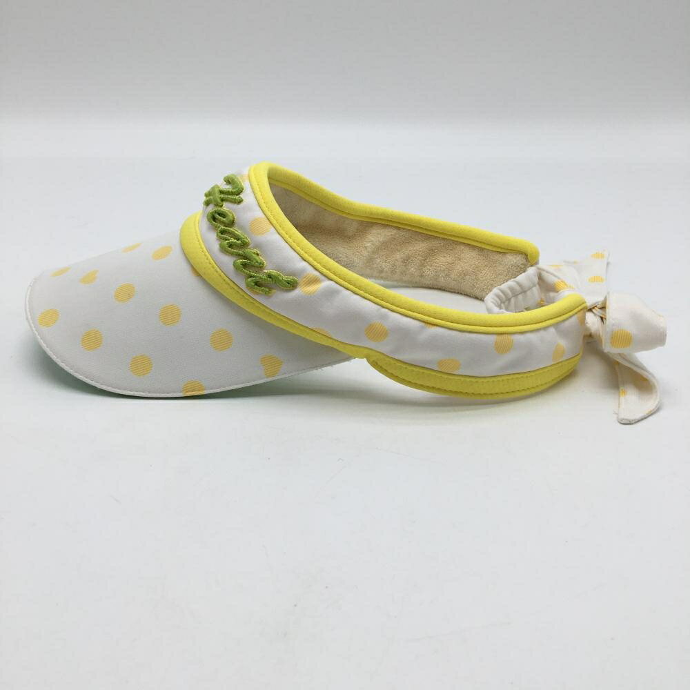 ビバハート サンバイザー 白×イエロー ドット柄 後ろリボン レディース ゴルフウェア VIVA HEART