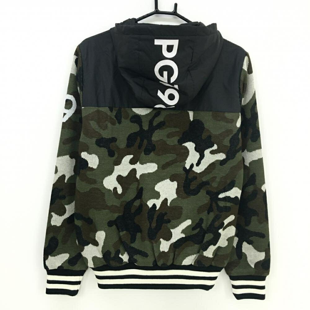 【新品】パーリーゲイツ 中綿ニットブルゾン カーキ×黒 一部迷彩 上部中綿 フード 日本製 メンズ 4(M) ゴルフウェア PEARLY GATES