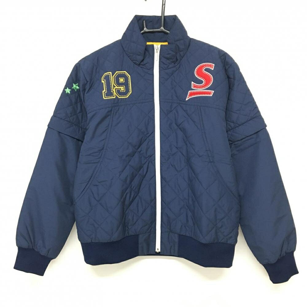 スリクソン 2WAY中綿ジャケット ネイビー×白 キルティング 袖着脱可 レディース L ゴルフウェア SRIXON