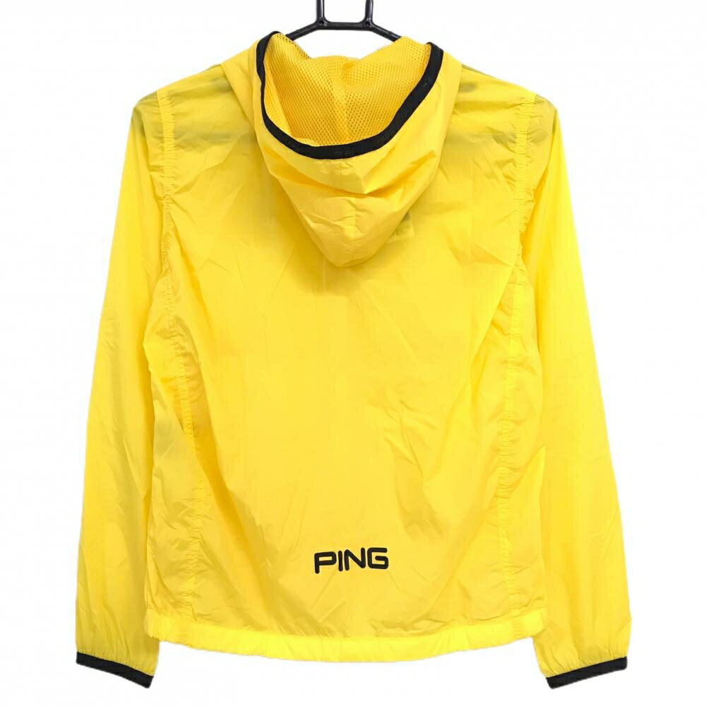 【新品】ピン ジップパーカー イエロー ロゴ黒 超軽量 防風 レディース S ゴルフウェア PING