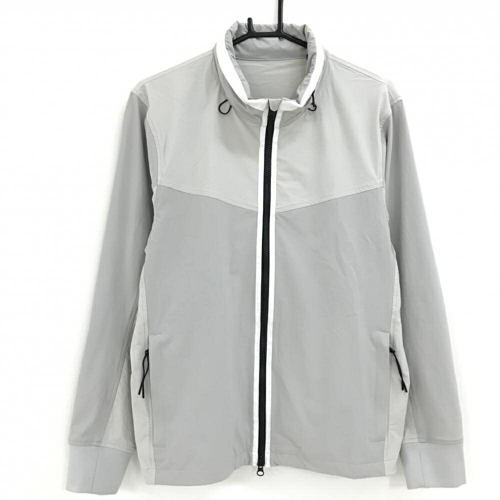 【美品】ブリーフィング ジャケット グレー×ライトグレー フード収納可 ダブルジップ メンズ M ゴルフウェア 2024年モデル BRIEFING