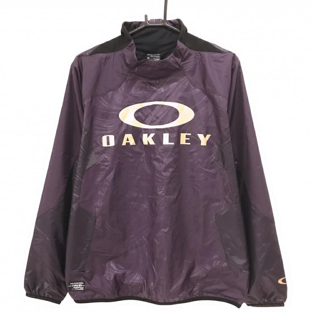 OAKLEY - 【美品】オークリー ハイネックスニード パープル 前総柄地模様 裏地メッシュ微起毛 ブルゾン メンズ M ゴルフウェア Oakley