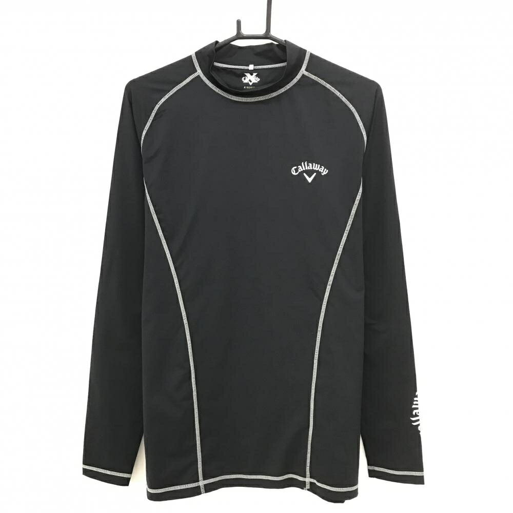 【美品】キャロウェイ インナーシャツ 黒×グレー ロゴ白 ストレッチ メンズ L ゴルフウェア Callaway