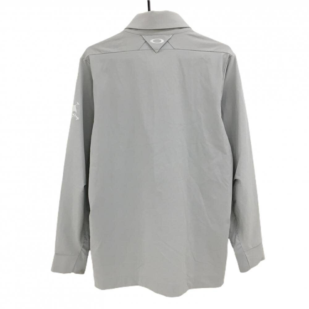 オークリー 長袖ポロシャツ ライトグレー ロゴ白 ハーフジップ ネック起毛 メンズ XL ゴルフウェア Oakley