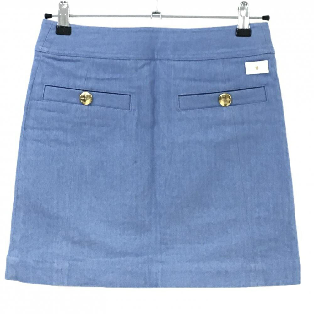 【美品】マークアンドロナ スカート ライトブルー×レッド系 フロントジップ レディース M ゴルフウェア MARK＆LONA