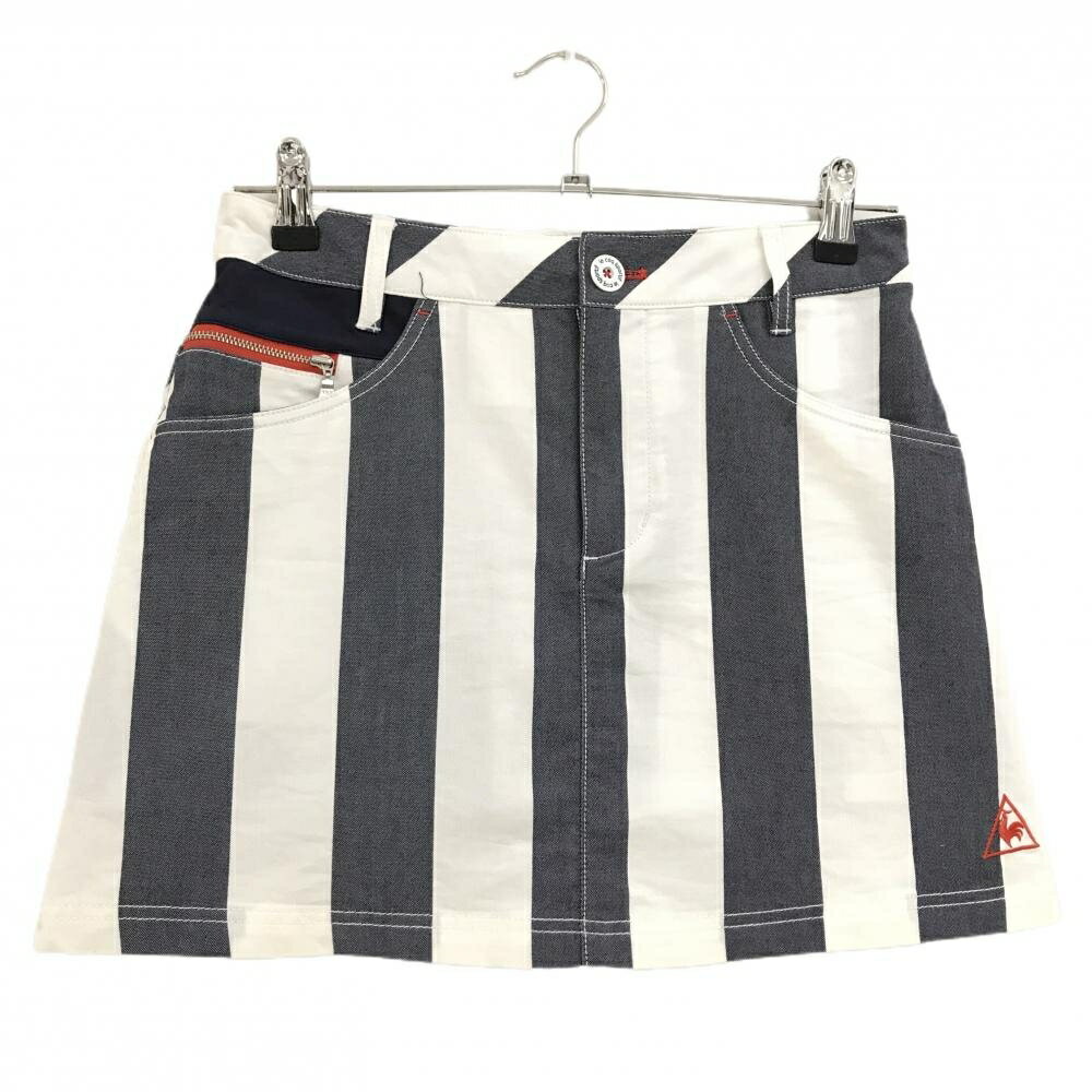 ルコックゴルフ スカート 白×グレー ストライプ レディース 7 ゴルフウェア le coq sportif