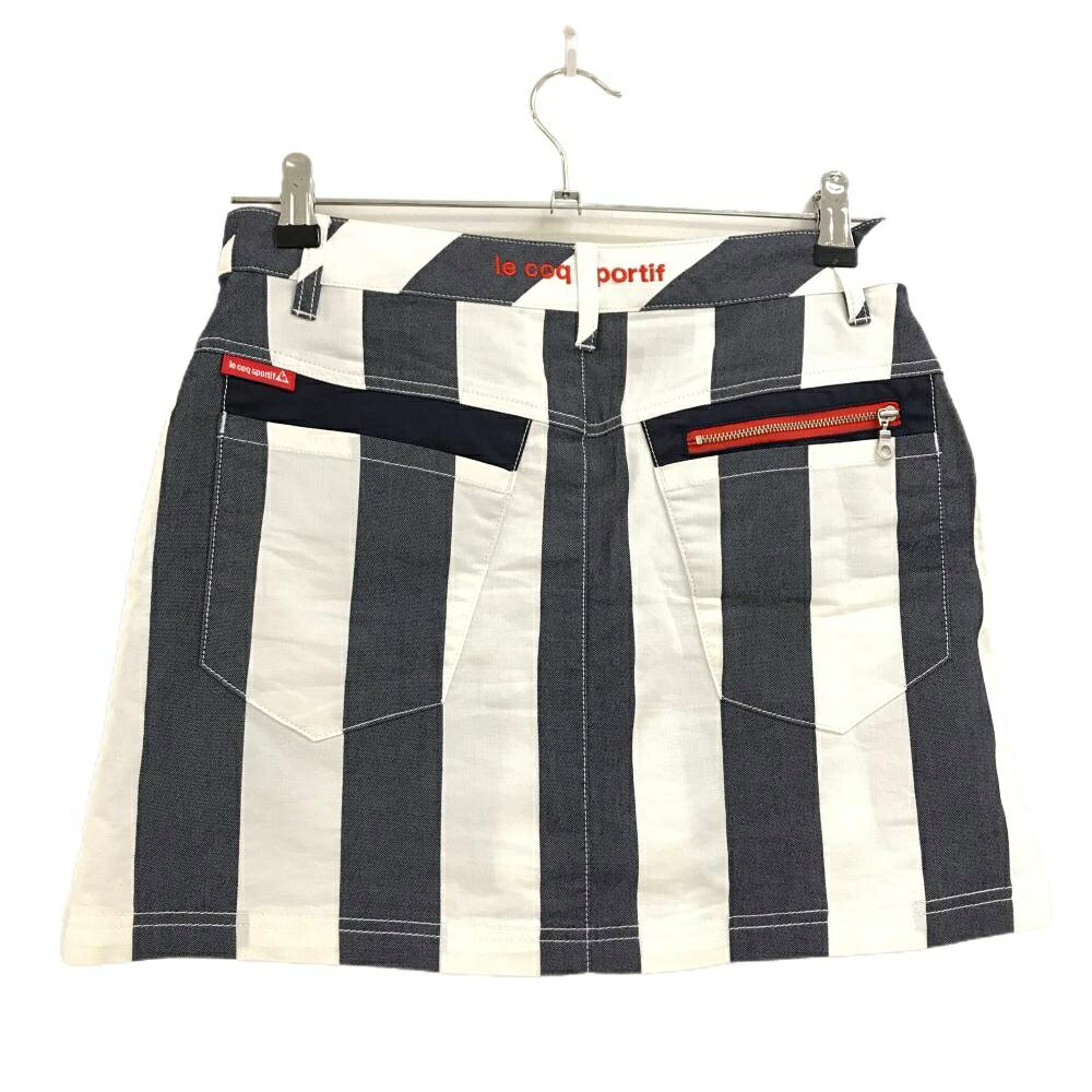 ルコックゴルフ スカート 白×グレー ストライプ レディース 7 ゴルフウェア le coq sportif