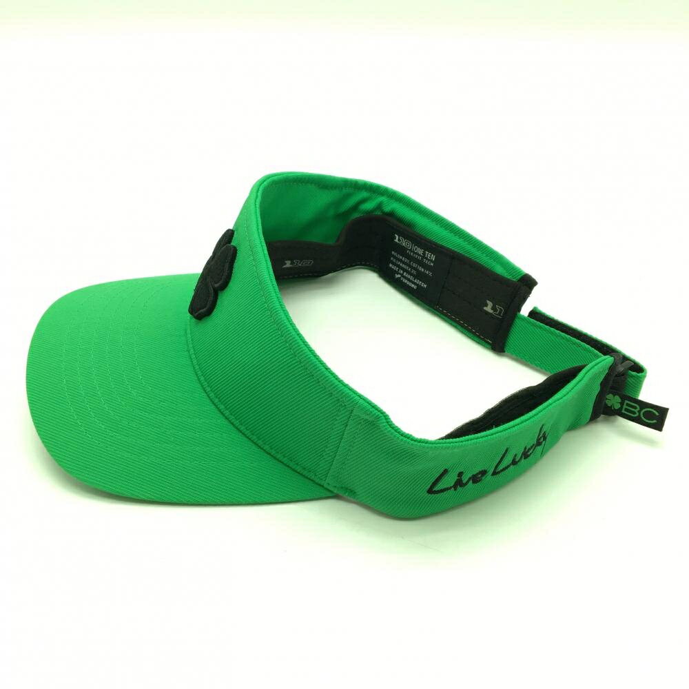 【美品】ブラッククローバー サンバイザー グリーン×黒 立体ロゴ ゴルフウェア BLACK CLOVER