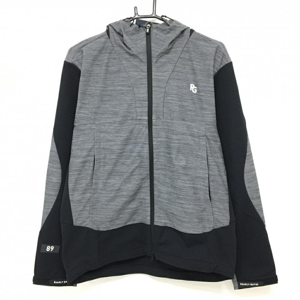 【新品】パーリーゲイツ ジップパーカー 杢グレー×黒 切替 ブルゾン ストレッチ メンズ 5(L) ゴルフウェア 2024年モデル PEARLY GATES