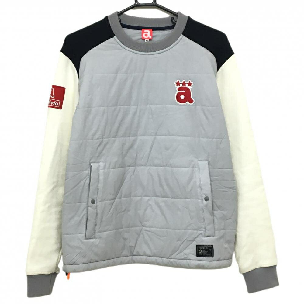アルチビオ 中綿スニード グレー×白 身頃中綿 袖裏起毛 ブルゾン レディース 46(M) ゴルフウェア archivio