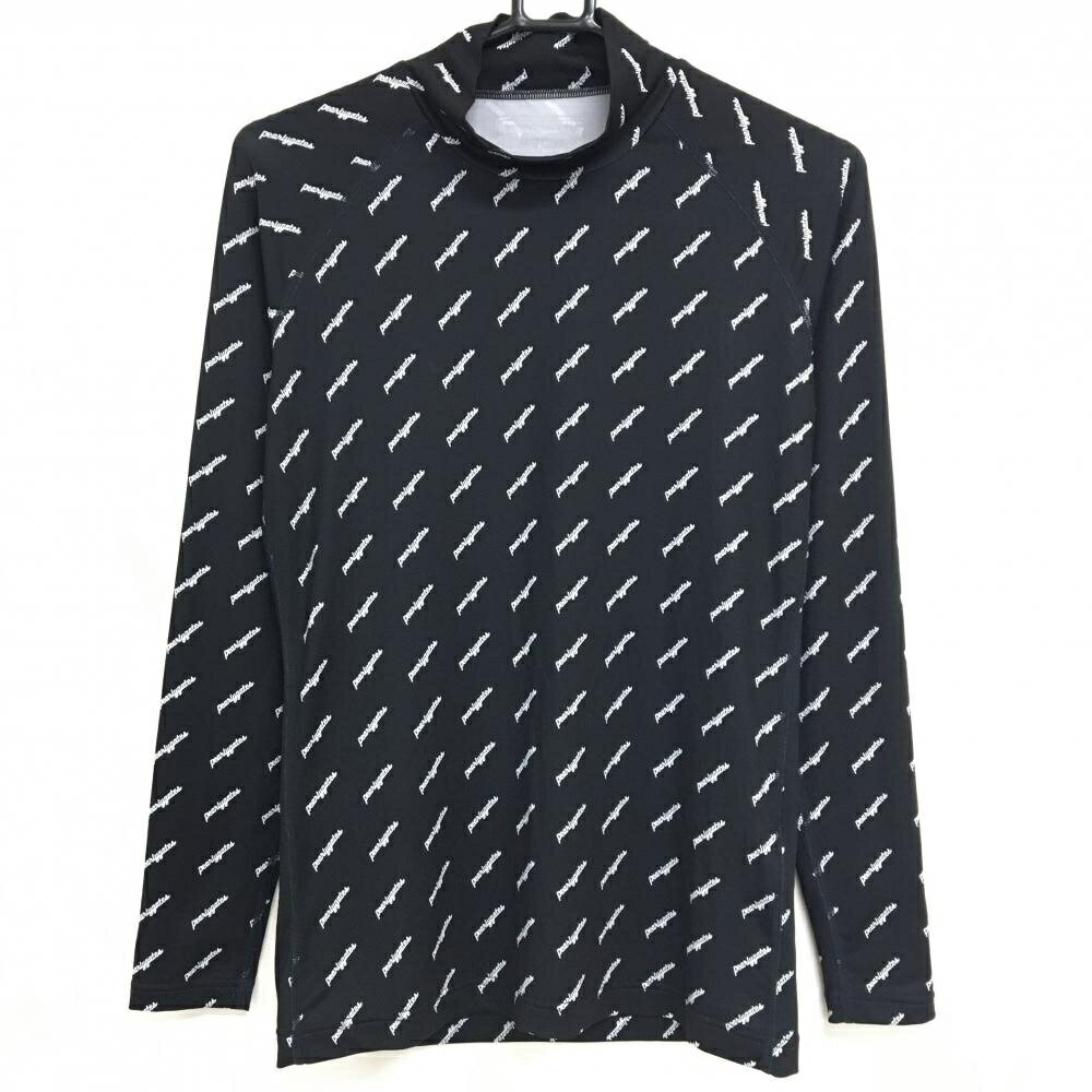 【超美品】パーリーゲイツ ハイネックインナーシャツ 黒×白 ロゴ総柄 COOL メンズ 3(S) ゴルフウェア ...