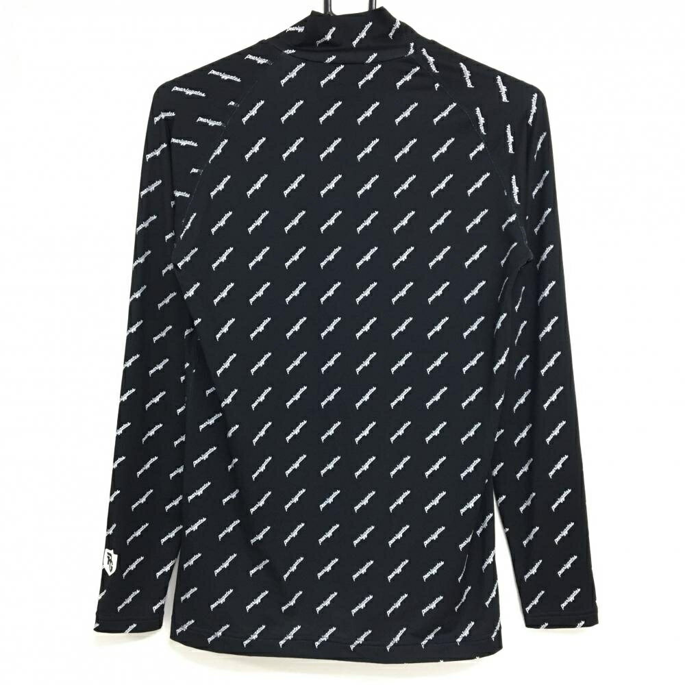 【超美品】パーリーゲイツ ハイネックインナーシャツ 黒×白 ロゴ総柄 COOL メンズ 3(S) ゴルフウェア PEARLY GATES