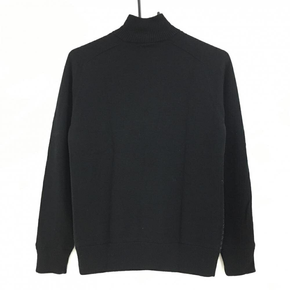 【美品】アディダス ハイネックセーター 黒×グレー 前千鳥格子 蓄熱裏地 ハーフジップ ウール混 レディース M/M ゴルフウェア adidas