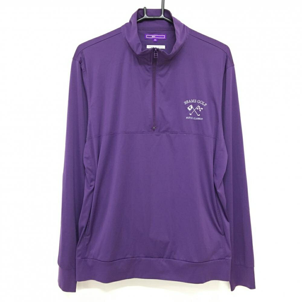 【美品】ビームスゴルフ ハイネックブルゾン パープル 薄手 ハーフジップ メンズ XL ゴルフウェア BEAMS GOLF