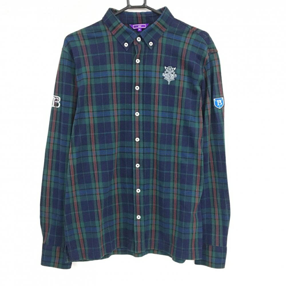 Other - 【超美品】ビームスゴルフ 長袖シャツ グリーン×ネイビー チェック ボタンダウン メンズ XL ゴルフウェア BEAMS GOLF