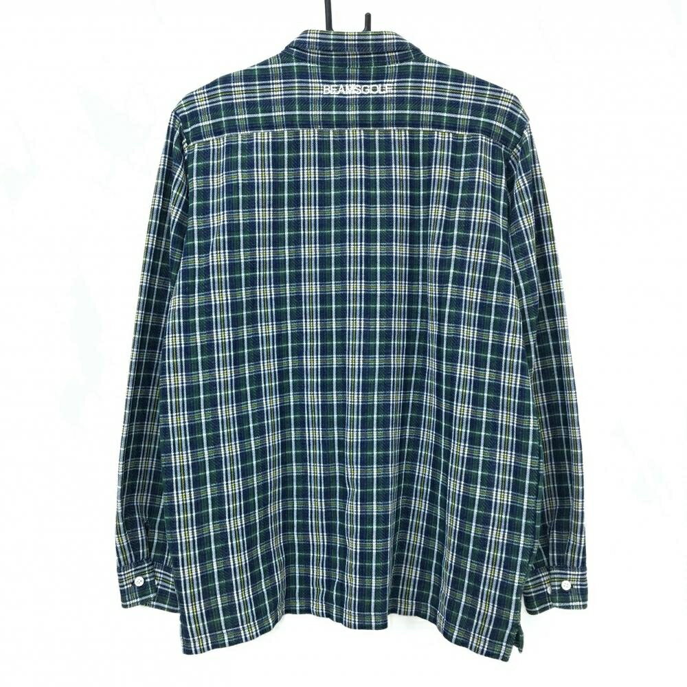 【超美品】ビームスゴルフ 長袖シャツ ネイビー×グリーン×白 チェック ボタンダウン メンズ XL ゴルフウェア BEAMS GOLF