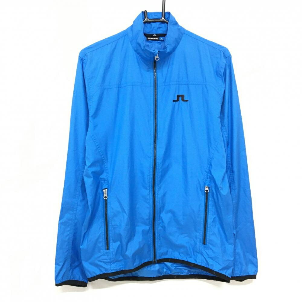 【超美品】ジェイリンドバーグ ジャケット ブルー 薄手 ロゴ メンズ S ゴルフウェア J．LINDEBERG