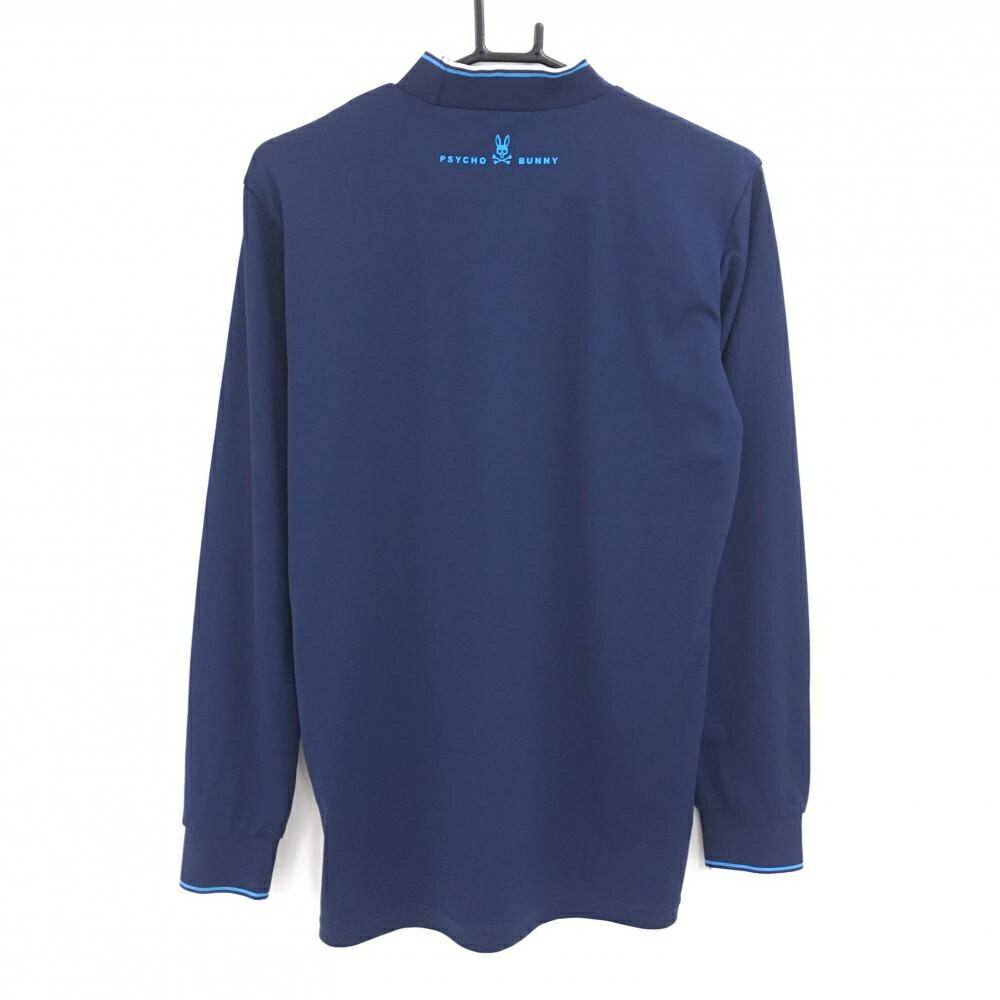 【超美品】サイコバニー 長袖ハイネックシャツ ネイビー スカルラビット ストレッチ メンズ M ゴルフウェア Psycho Bunny