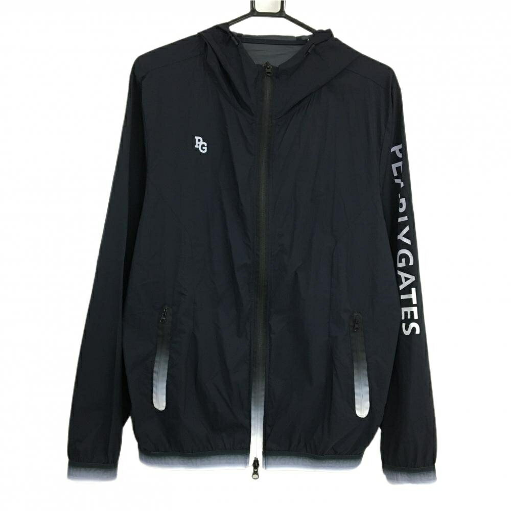 【美品】パーリーゲイツ ジップパーカー ネイビー ナイロン 袖ロゴ ブルゾン メンズ 5(L) ゴルフウェア PEARLY GATES