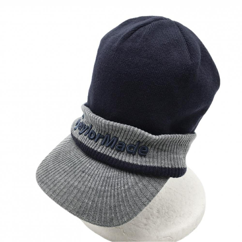 SINACOVA GOLF - 【美品】テーラーメイド つば付きニット帽 ネイビー×グレー 立体ロゴ 裏地付 フリー(57-59cm) ゴルフウェア TaylorMade