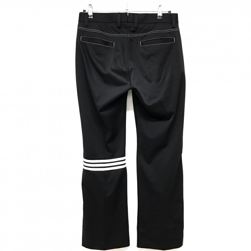 【美品】アディダス パンツ 黒×白 サイドライン ロゴ刺しゅう ストレッチ メンズ M/M ゴルフウェア adidas