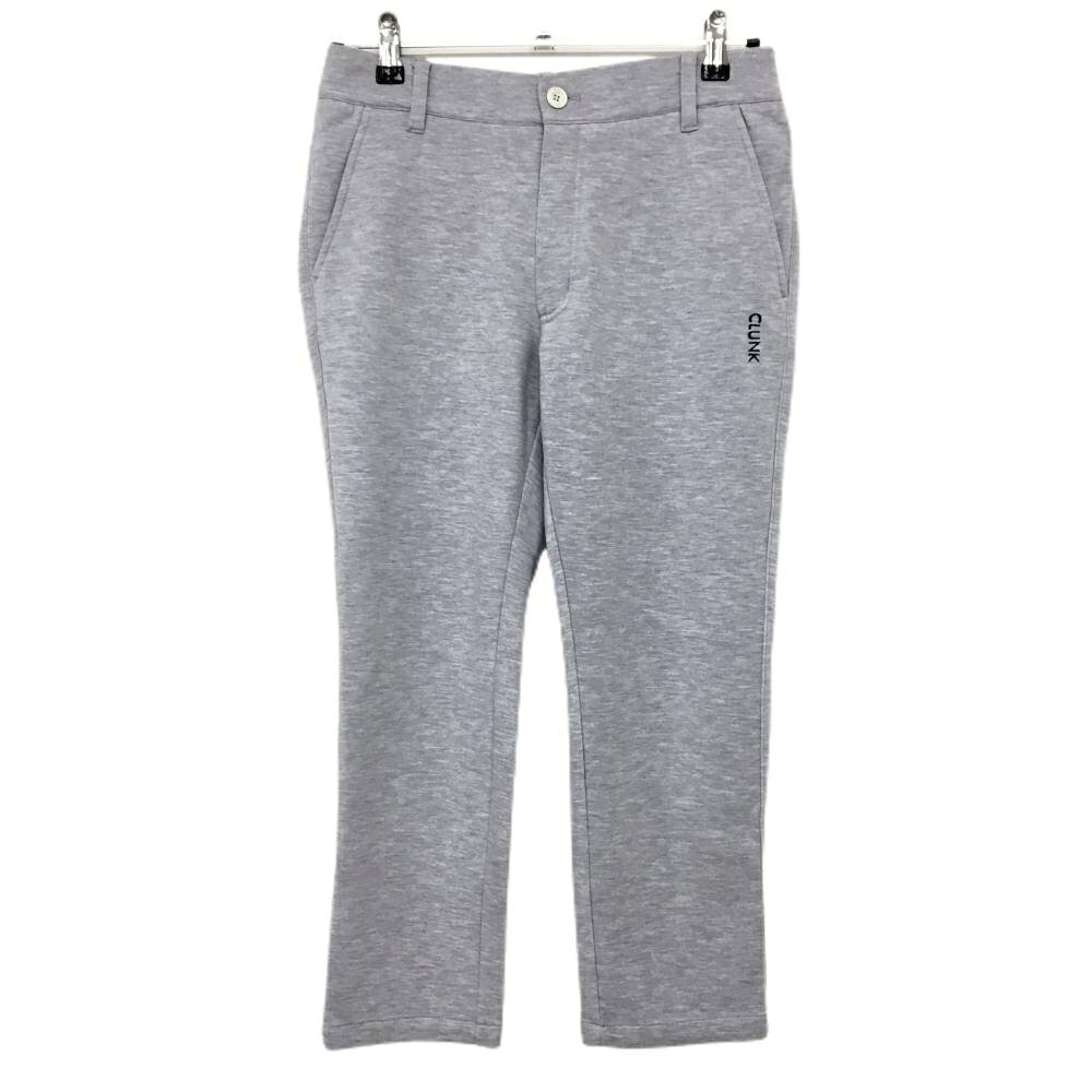 クランク 七分丈パンツ 杢グレー×ネイビー ロゴ刺しゅう ストレッチ レディース M ゴルフウェア CLUNK