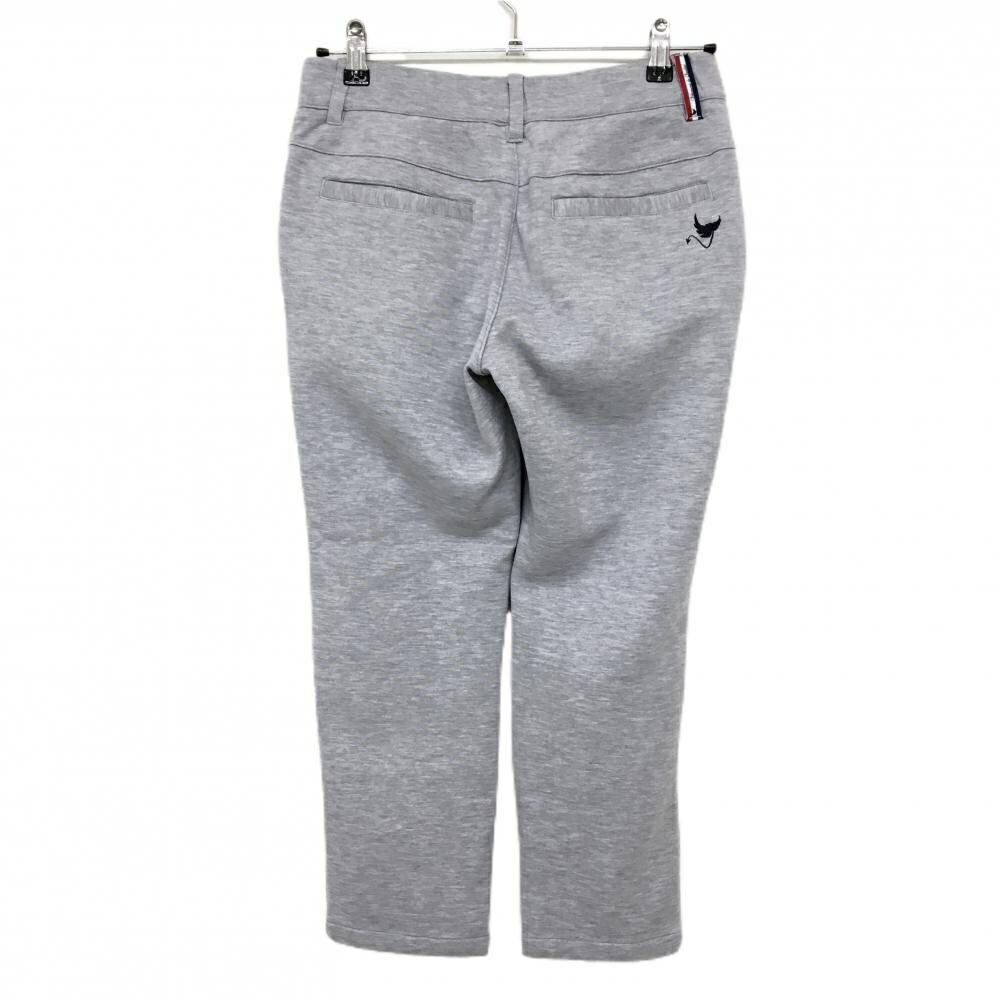 クランク 七分丈パンツ 杢グレー×ネイビー ロゴ刺しゅう ストレッチ レディース M ゴルフウェア CLUNK