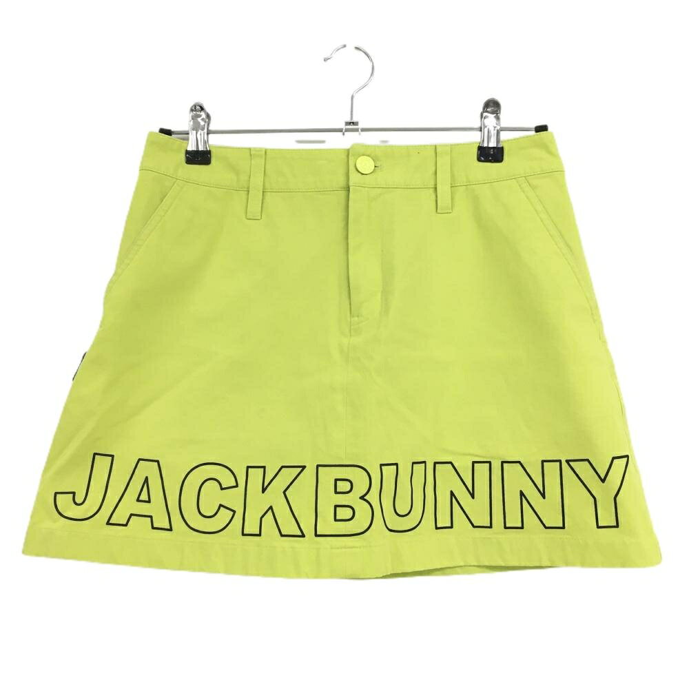 ジャックバニー スカート ネオンライトグリーン×黒 裾ロゴプリント ストレッチ レディース 1(M) ゴルフウェア Jack Bunny(4.0)