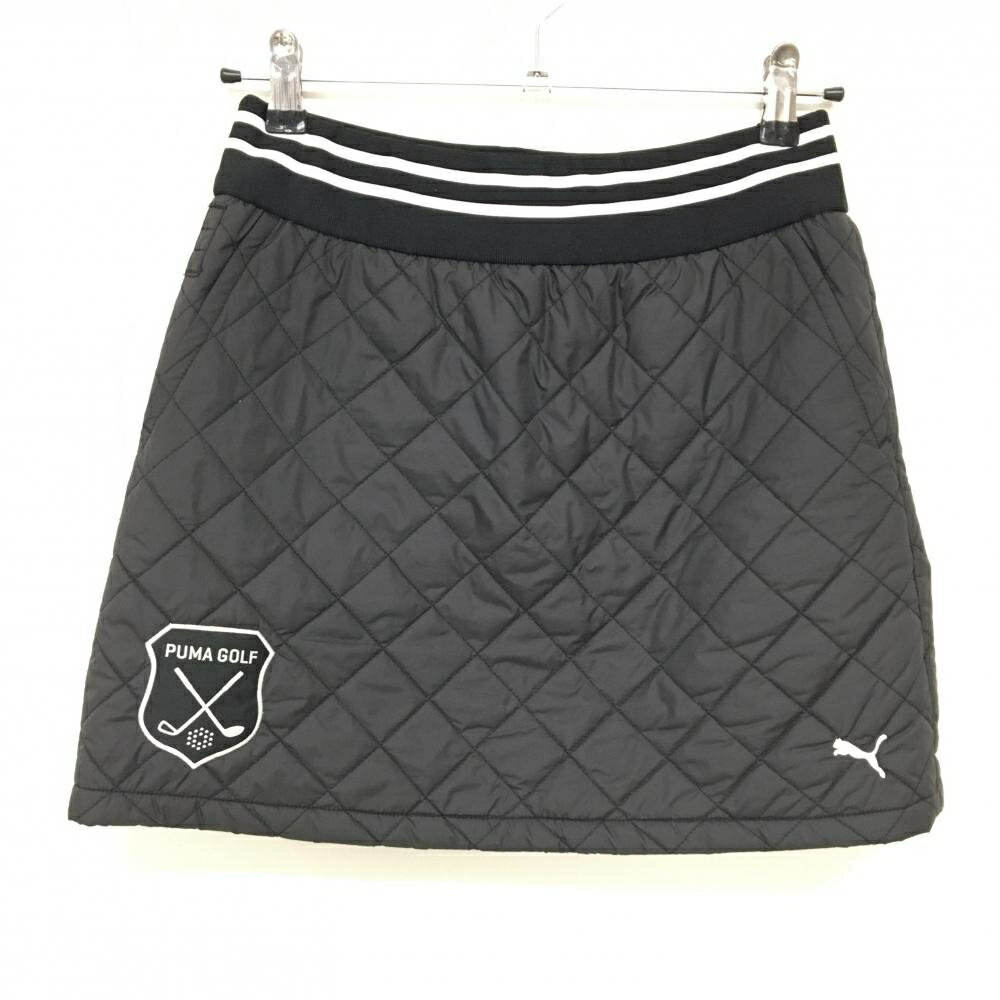 プーマ中綿スカート黒×白ベルト部ゴ...